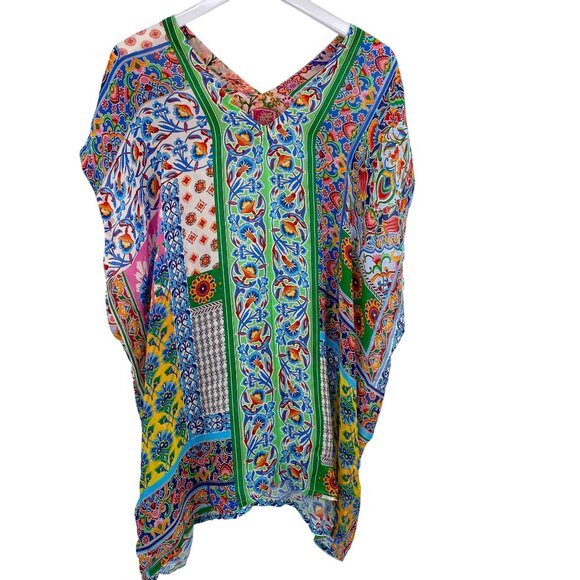 Johnny Was Diskana floaty sleeveless top blouse size XL colorful Floral rayon - Picture 1 of 9